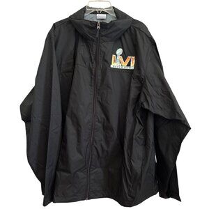 Columbia Super Bowl LVI Mens Black Windbreaker Jacket With Hidden Hood Size XXL